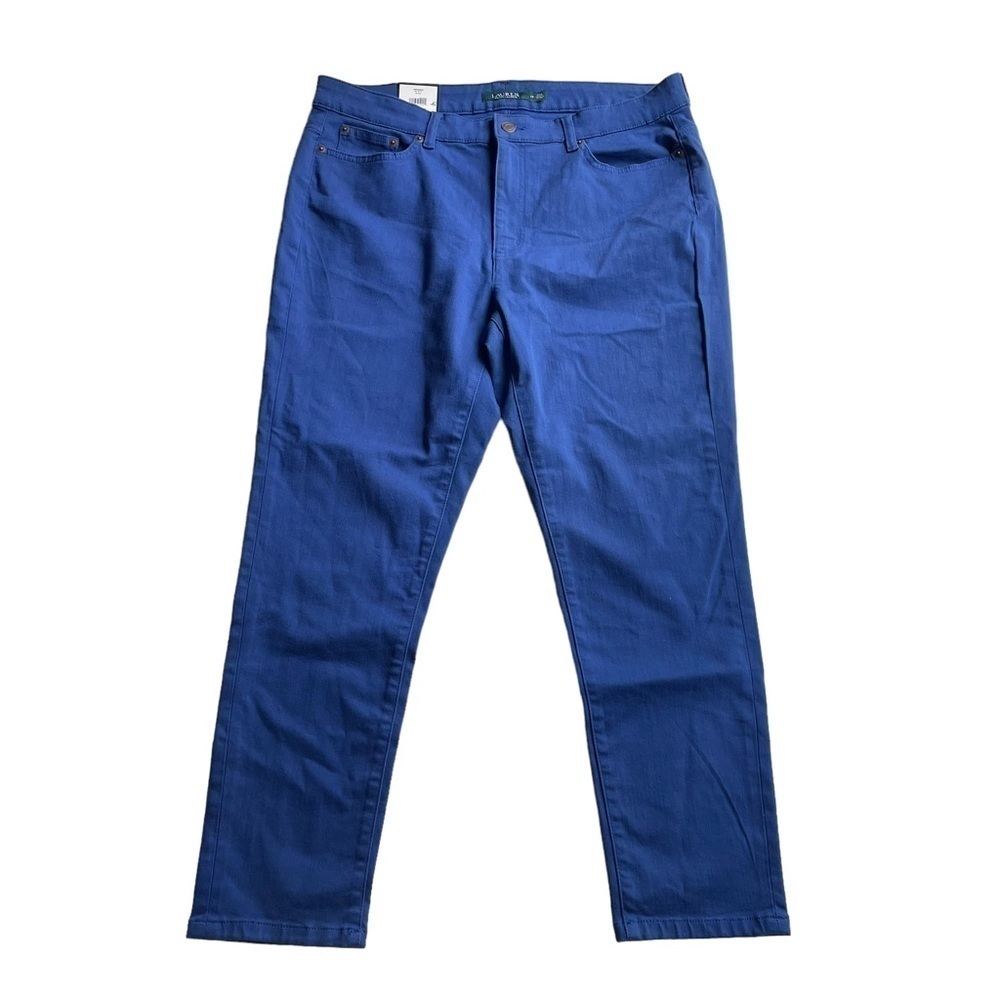 LRL Ralph Lauren Denim Premier Skinny Cropped Jeans NWT Royal Blue Plus Size 16